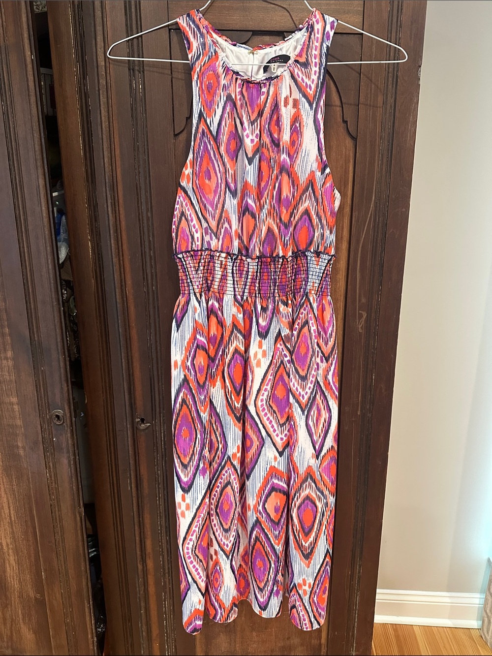 Trina Turk Sleeveless Geo Print Midi Dress in Pink & Orange size 4